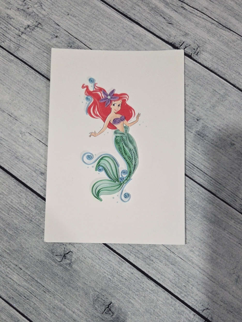 Disney Hallmark Signature Ariel Little Mermaid Quilled Greeting Card